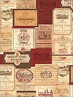 Wine Labels Red Ochre Wallpaper KK26754 by Patton Norwall Wallpaper for sale at Wallpapers To Go