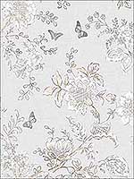 Butterfly Toile Grey Beige Dove Wallpaper FH37538 by Patton Norwall Wallpaper for sale at Wallpapers To Go
