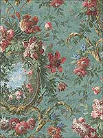 English Vintage Cameo Soft Green Red Wallpaper RM60704 by Casa Mia Wallpaper for sale at Wallpapers To Go