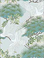 Sprig and Heron Teal Wallpaper AF6589 by Ronald Redding Wallpaper for sale at Wallpapers To Go