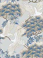 Sprig and Heron Light Blue Wallpaper AF6591 by Ronald Redding Wallpaper for sale at Wallpapers To Go
