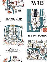 City Maps Blue Red Peel and Stick Wallpaper PSW1196RL by Rifle Paper Co Wallpaper for sale at Wallpapers To Go