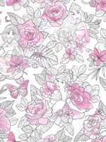 Disney Princess Royal Floral Magenta Wallpaper DI0965 by York Wallpaper for sale at Wallpapers To Go