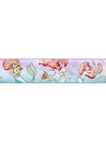 The Little Mermaid Ariel and Friends Purple Red Green Border DI1016BD by York Wallpaper for sale at Wallpapers To Go