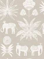 Bazaar Light Grey Elephant Oasis Wallpaper 401426433 by A Street Prints Wallpaper for sale at Wallpapers To Go