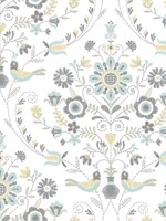 Britt Sea Green Embroidered Damask Wallpaper WTG-242357 by A Street Prints Wallpaper for sale at Wallpapers To Go