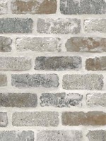Washed Faux Brick Neutral Prepasted Wallpaper WTG-244874 by Seabrook Wallpaper for sale at Wallpapers To Go