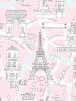 Paris Scene Pale Pink Peel and Stick Wallpaper WTG-250871 by NextWall Wallpaper for sale at Wallpapers To Go