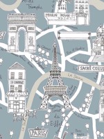 Paris Scene Smokey Blue Peel and Stick Wallpaper WTG-250872 by NextWall Wallpaper for sale at Wallpapers To Go
