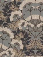 Charcoal and Gold Yarrow Nouveau Wallpaper WTG-253902 by York Wallpaper for sale at Wallpapers To Go