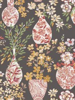 Harper Brown Floral Vase Wallpaper WTG-254389 by A Street Prints Wallpaper for sale at Wallpapers To Go