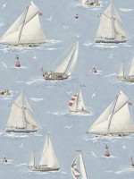 Leeward Light Blue Sailboat Wallpaper WTG-254644 by Chesapeake Wallpaper for sale at Wallpapers To Go