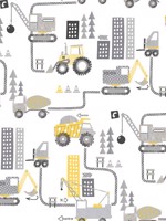 Construction Yellow Greige Wallpaper WTG-256695 by Galerie Wallpaper for sale at Wallpapers To Go