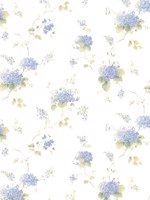 Hortensia Trail Navy Green Lt Yellow Wallpaper WTG-259734 by Patton Norwall Wallpaper for sale at Wallpapers To Go