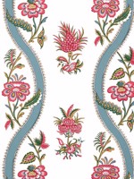 Ribbon Floral Raspberry and Teal Wallpaper WTG-260301 by Thibaut Wallpaper for sale at Wallpapers To Go