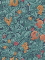 Vines Of Pomona Burnt Orange Teal Petrol Wallpaper WTG-260884 by Cole and Son Wallpaper for sale at Wallpapers To Go