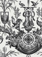 Avian Fountain Toile Black Wallpaper WTG-261589 by York Wallpaper for sale at Wallpapers To Go