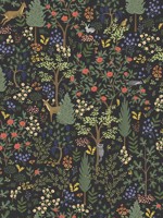 Woodland Black Peel and Stick Wallpaper WTG-261727 by Rifle Paper Co Wallpaper for sale at Wallpapers To Go