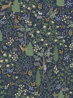 Woodland Navy Peel and Stick Wallpaper WTG-261728 by Rifle Paper Co Wallpaper for sale at Wallpapers To Go