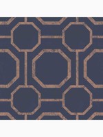 Sashiko Navy Blue and Copper Geometric Wallpaper WTG-262640 by Graham and Brown Wallpaper for sale at Wallpapers To Go