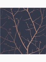 Boreas Midnight Navy Blue and Copper Trees Trail Wallpaper WTG-262703 by Graham and Brown Wallpaper for sale at Wallpapers To Go