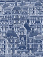 Louvre Blue Black and White Grey Brown Sepia Wallpaper WTG-264499 by Mind the Gap Wallpaper for sale at Wallpapers To Go