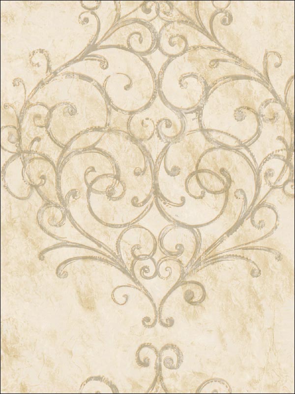 Scroll Design Medallion Wallpaper LE20700 by Seabrook Wallpaper for sale at Wallpapers To Go