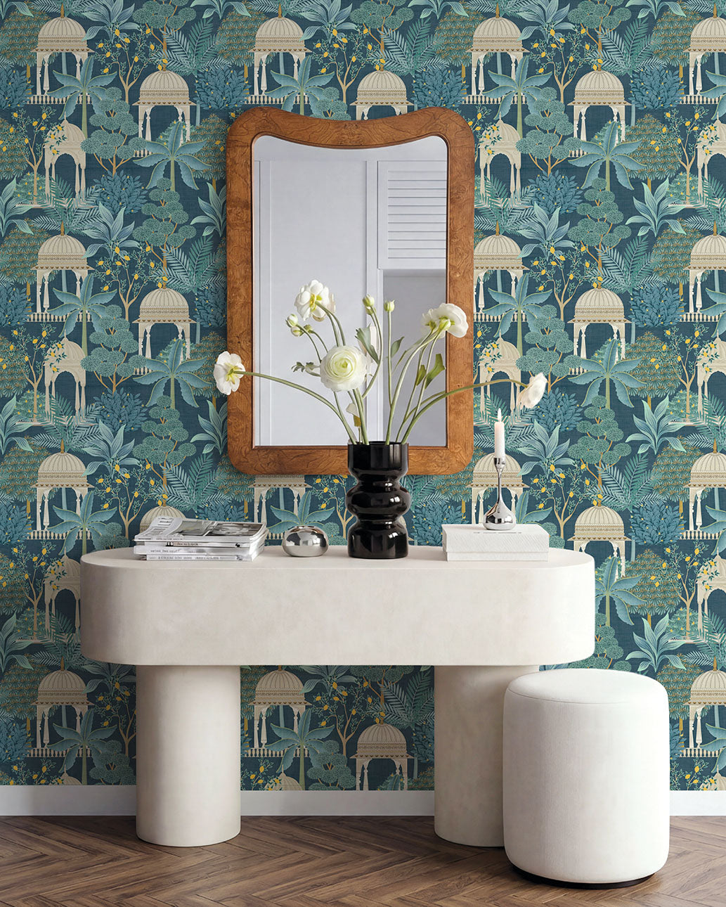 Exotic Pavilion Wallpaper in Navy color - pattern number 100014EH - by Seabrook in the Heritage Tales collection