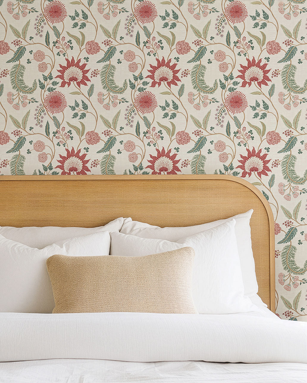 Fable Trail Wallpaper in Linen/Raspberry/Green color - pattern number 100016EH - by Seabrook in the Heritage Tales collection