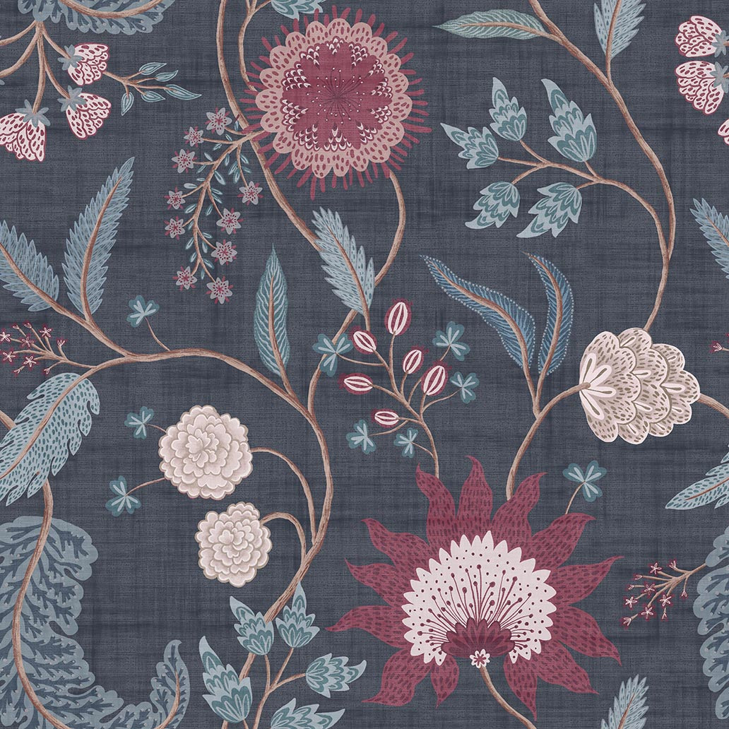 Fable Trail Wallpaper in Navy/Berry color - pattern number 100017EH - by Seabrook in the Heritage Tales collection