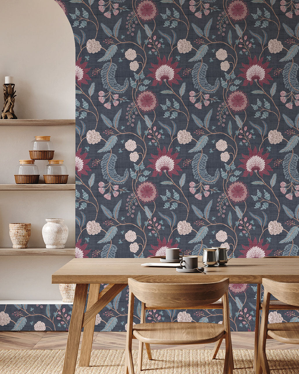 Fable Trail Wallpaper in Navy/Berry color - pattern number 100017EH - by Seabrook in the Heritage Tales collection