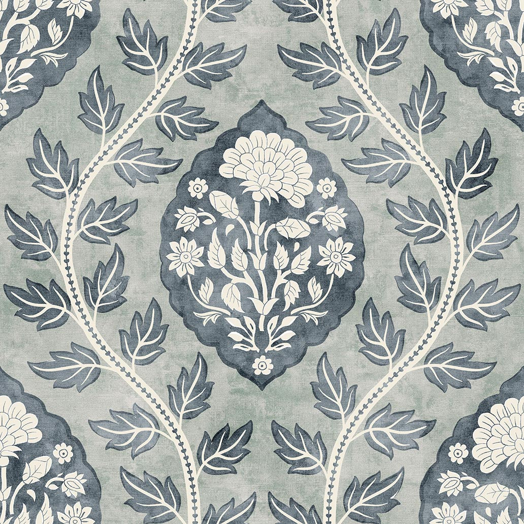 Floral Cartouche Wallpaper in Warm Spice color - pattern number 100019EH - by Seabrook in the Heritage Tales collection