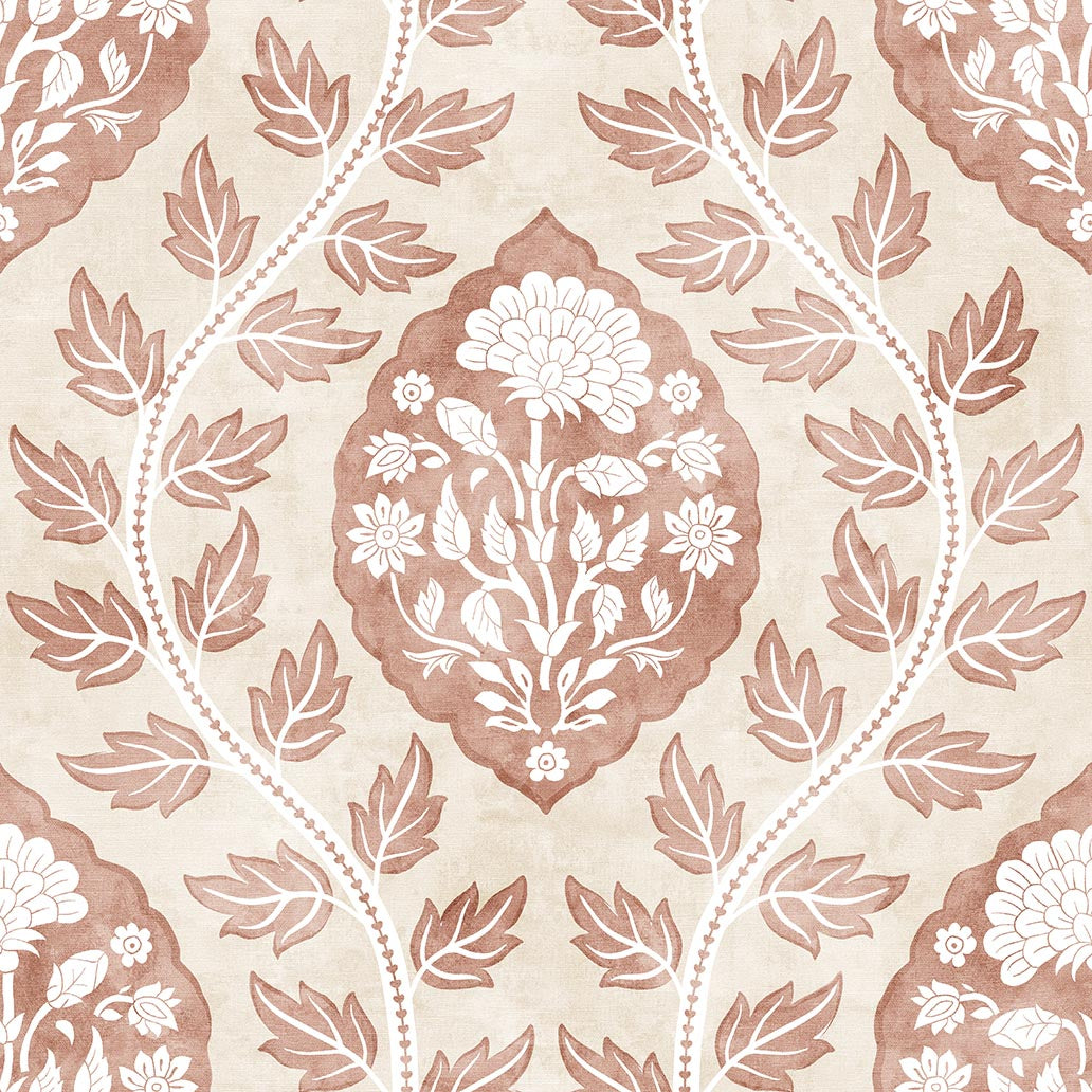 Floral Cartouche Wallpaper in Slate Blue color - pattern number 100021EH - by Seabrook in the Heritage Tales collection