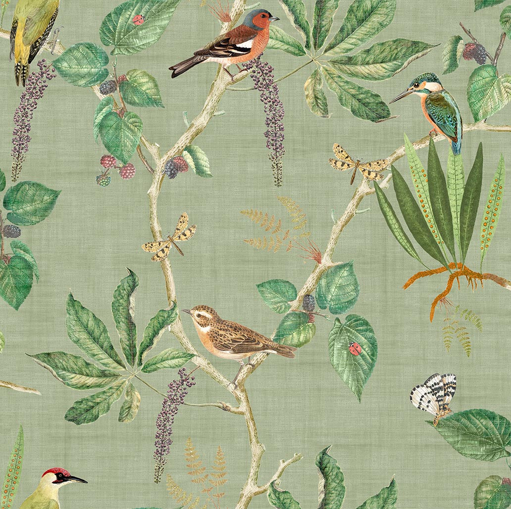 Hill Top Garden Wallpaper in Sage Green color - pattern number 100029EH - by Seabrook in the Heritage Tales collection