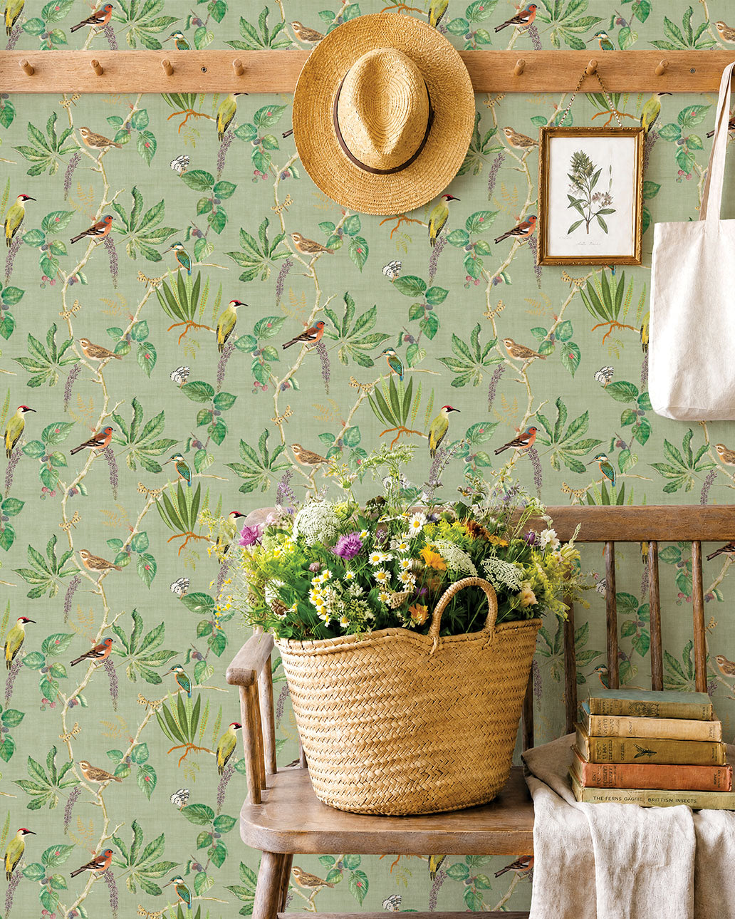 Hill Top Garden Wallpaper in Sage Green color - pattern number 100029EH - by Seabrook in the Heritage Tales collection