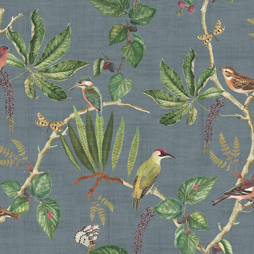 Hill Top Garden Wallpaper in Slate Blue color - pattern number 100030EH - by Seabrook in the Heritage Tales collection