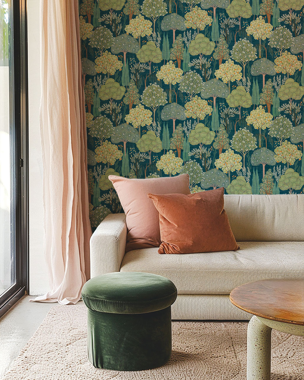 Persian Oasis Wallpaper in Navy/Green color - pattern number 100039EH - by Seabrook in the Heritage Tales collection