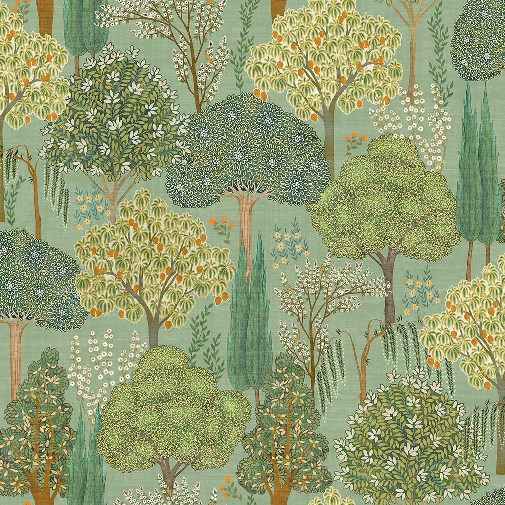Persian Oasis Wallpaper in Sage Green color - pattern number 100040EH - by Seabrook in the Heritage Tales collection