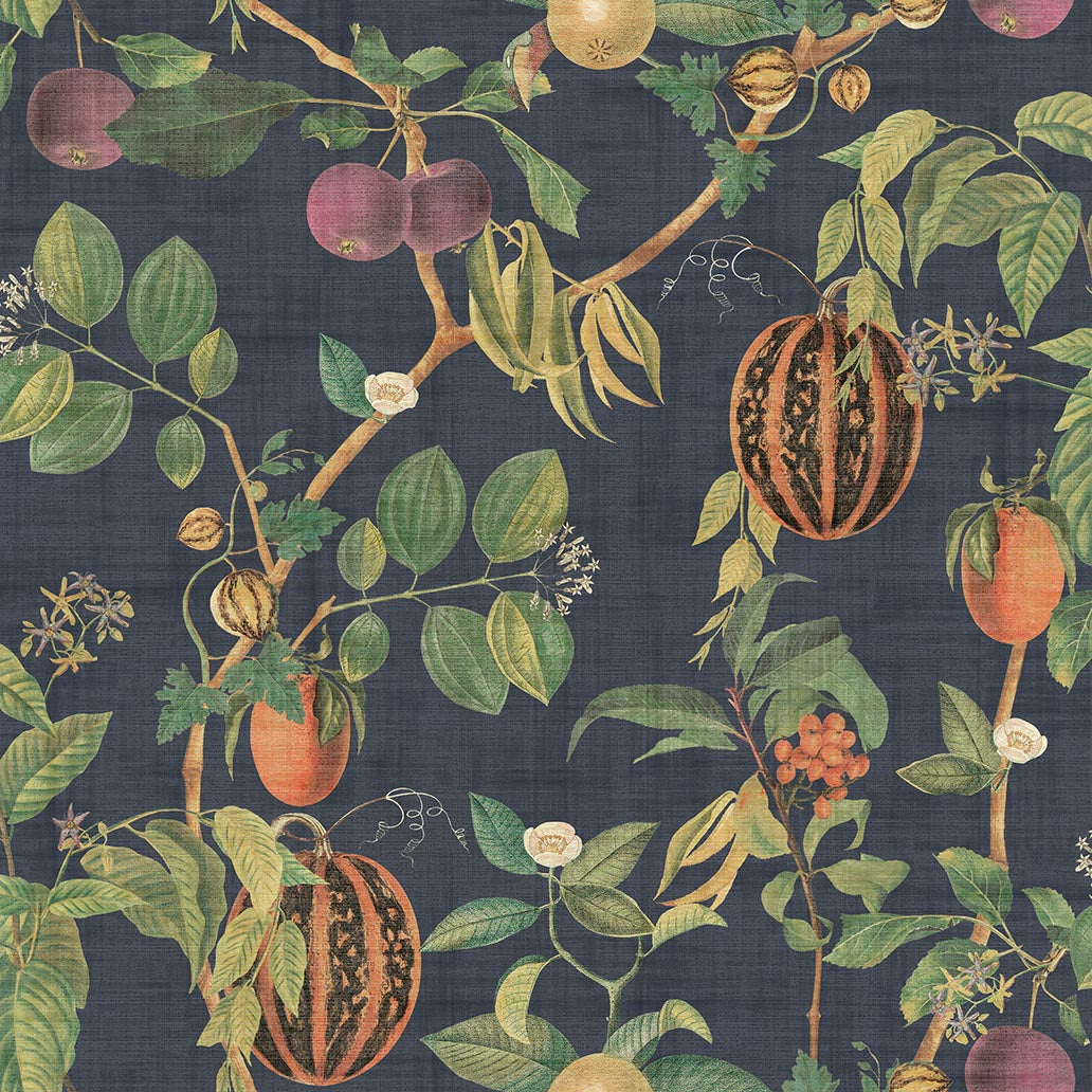 Tropic House Wallpaper in Navy color - pattern number 100043EH - by Seabrook in the Heritage Tales collection