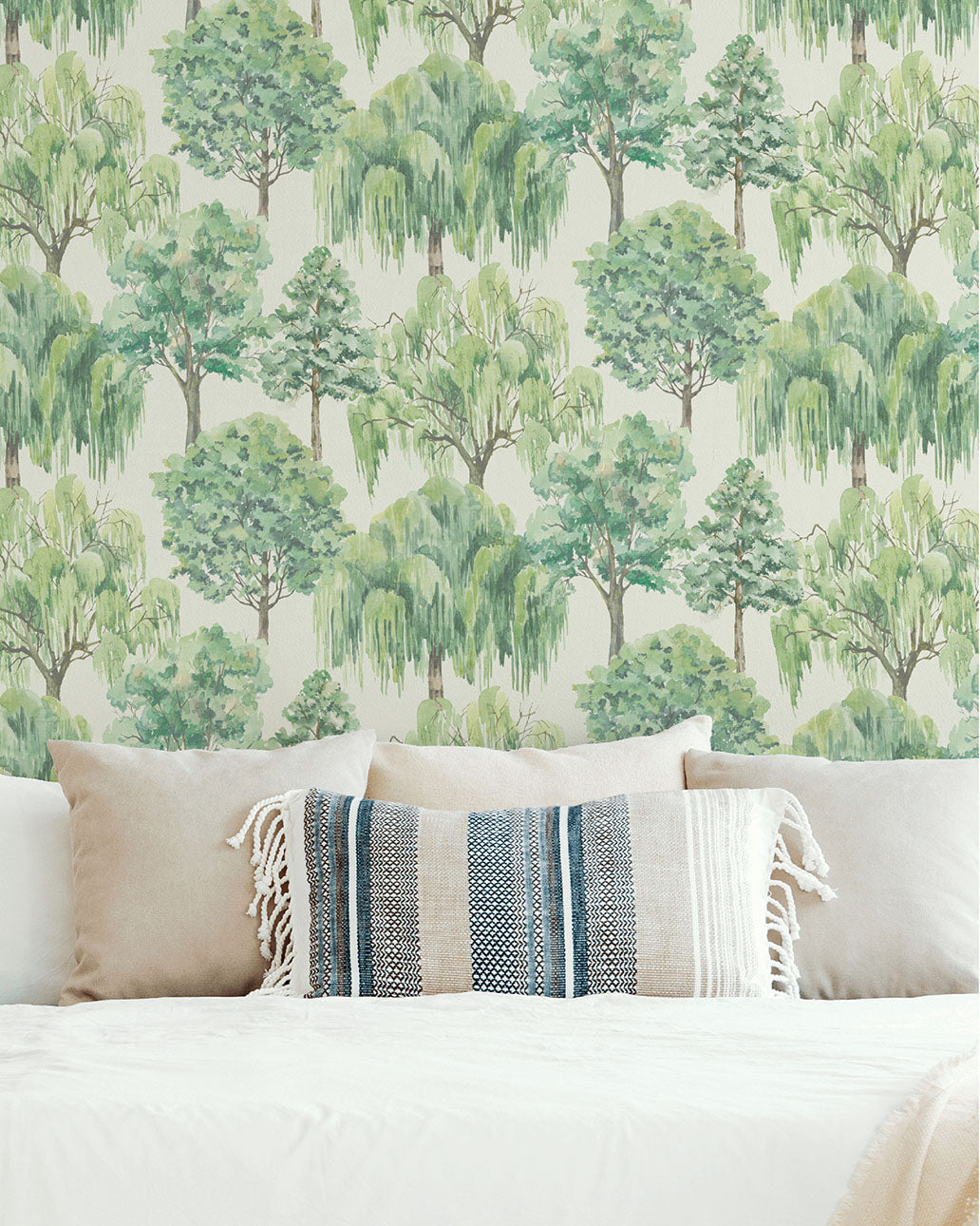 Whispering Willow Wallpaper in Ivory/Green color - pattern number 100048EH - by Seabrook in the Heritage Tales collection