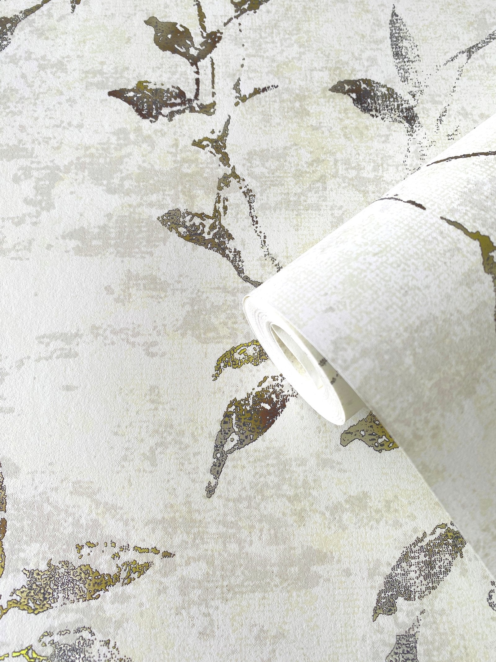 Leaf Impression wallpaper in rose gold color - pattern number 11501 - by Galerie in the Elegance collection