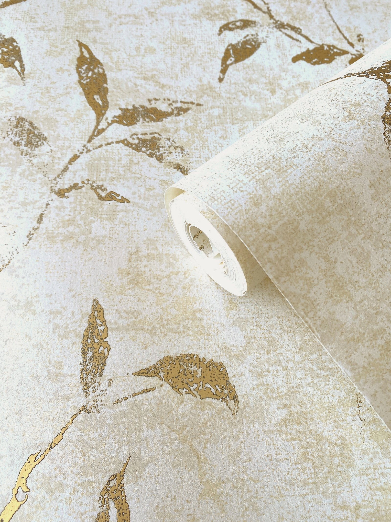 Leaf Impression wallpaper in gold color - pattern number 11502 - by Galerie in the Elegance collection