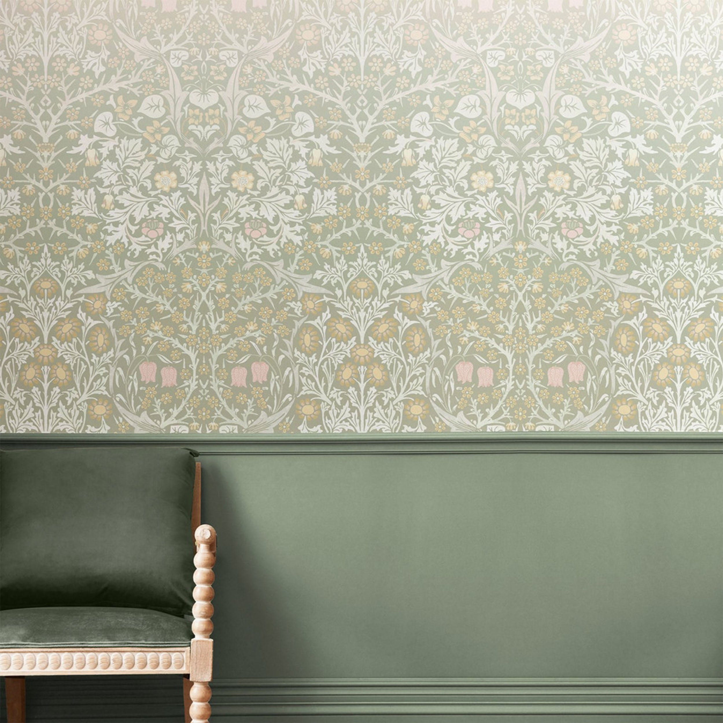 Blackthorn Fixed Size 6 Panel mural in multi color - pattern number 125355FXST - by Graham and Brown in the William Morris at Home Murals collection