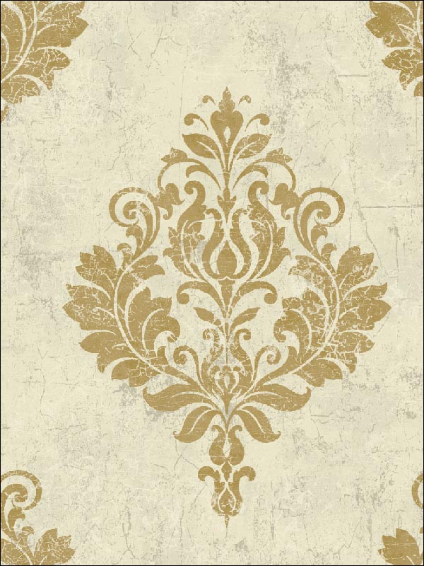 Graftan wallpaper in gold and eggshell color - pattern number CB75505 - by Carl Robinson in the Carl Robinson 7 Monte Carlo collection
