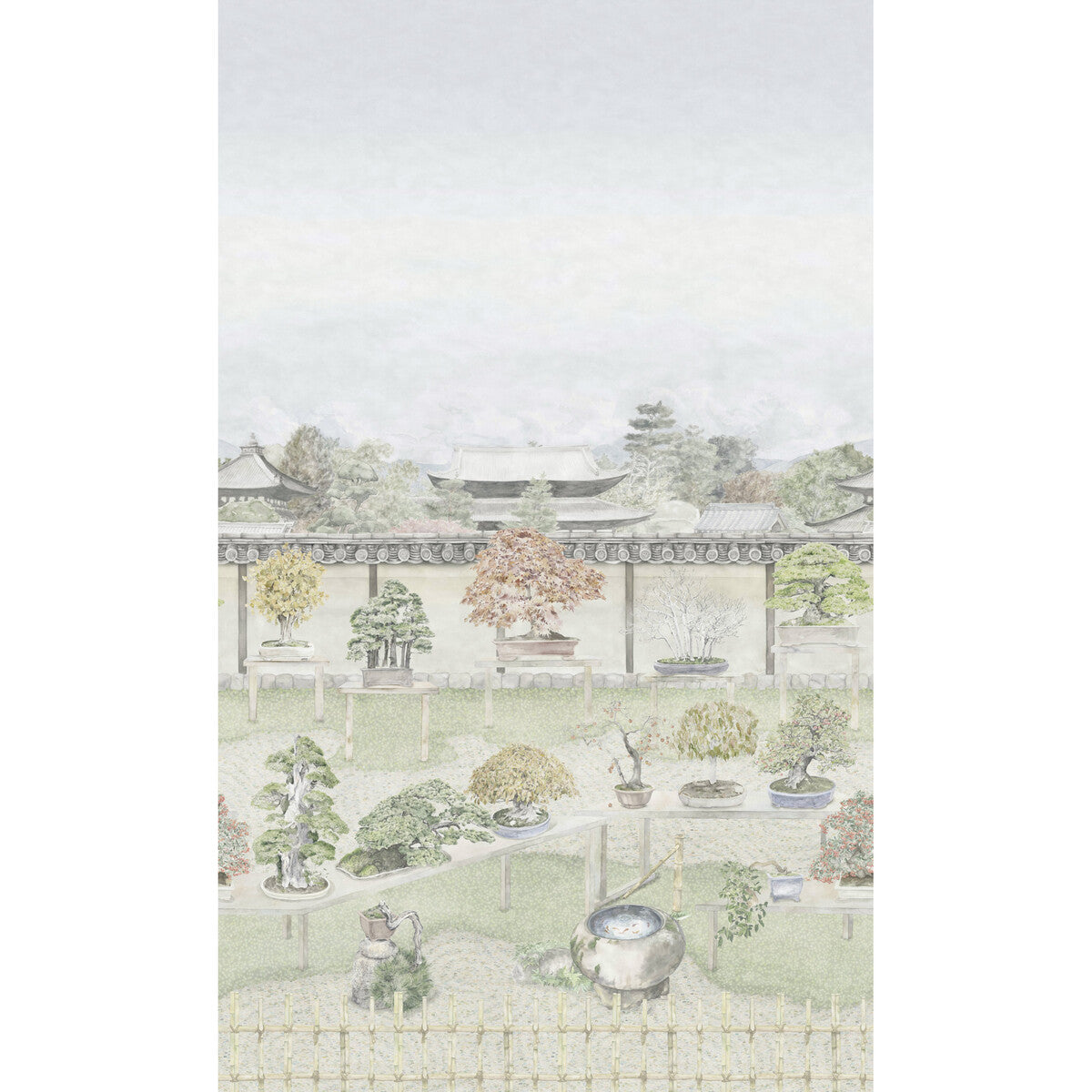 Bonsai Garden Mural in vivid color - pattern number 126/1001.CS.0 - by Cole and Son in the Shinrin Yoku collection