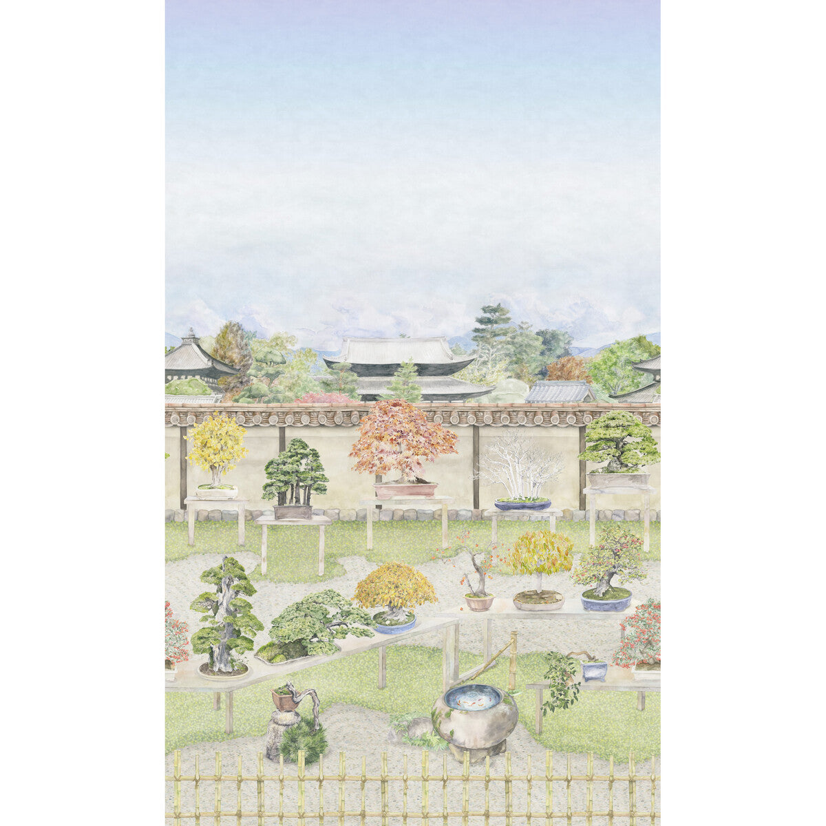Bonsai Garden Mural in powder color - pattern number 126/1002.CS.0 - by Cole and Son in the Shinrin Yoku collection