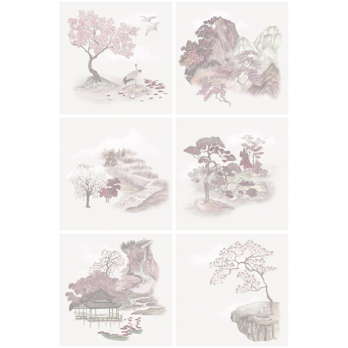 Tile Toile Wallpaper in pink color - pattern number 126/10035.CS.0 - by Cole and Son in the Shinrin Yoku collection