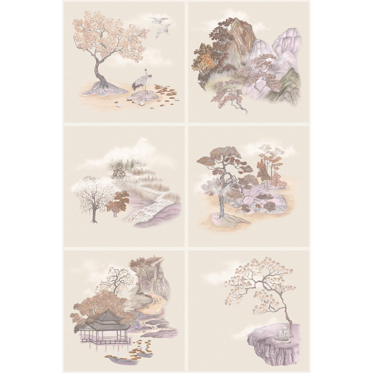Tile Toile Wallpaper in autumnal color - pattern number 126/10037.CS.0 - by Cole and Son in the Shinrin Yoku collection