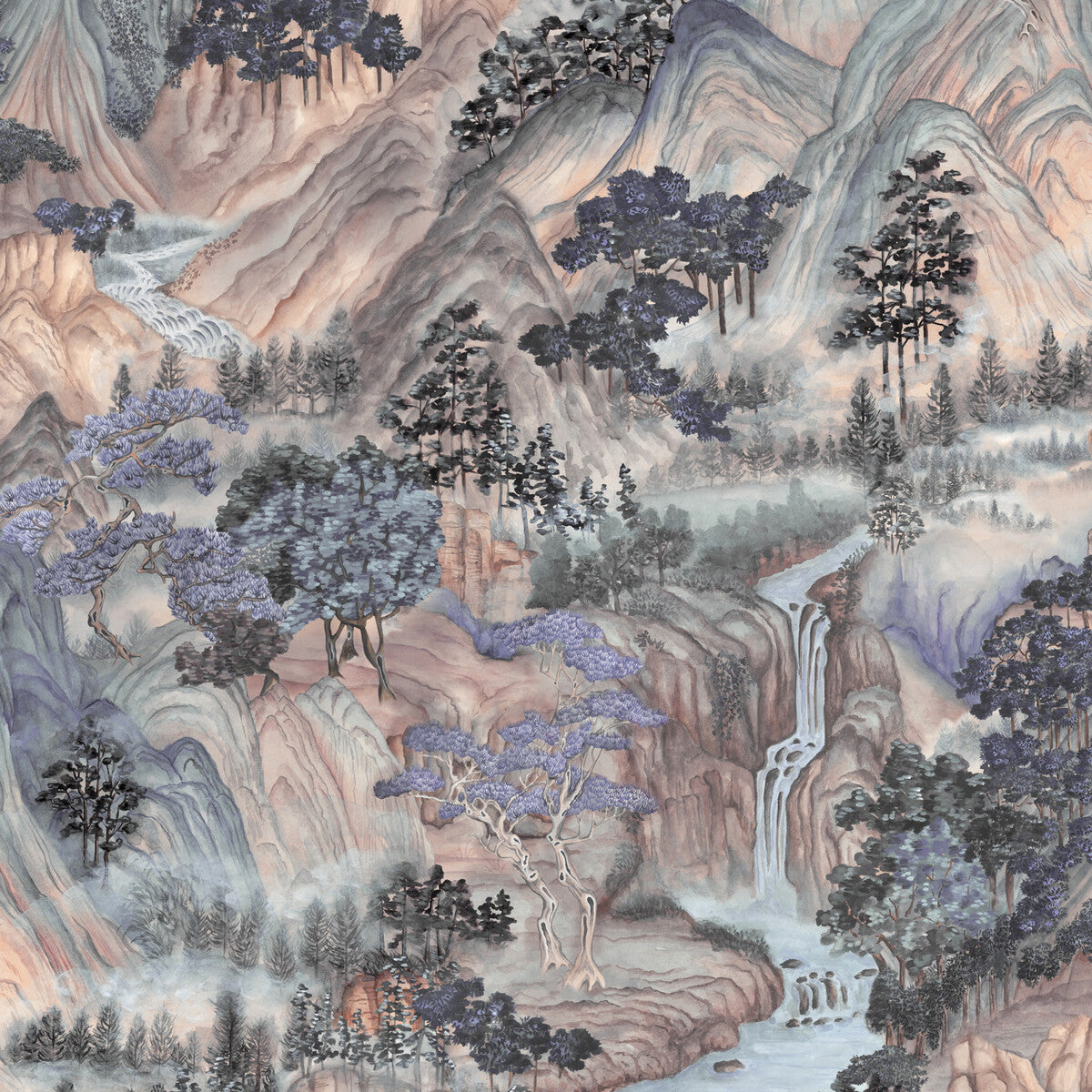Mountainscape Wallpaper in misty color - pattern number 126/11041.CS.0 - by Cole and Son in the Shinrin Yoku collection