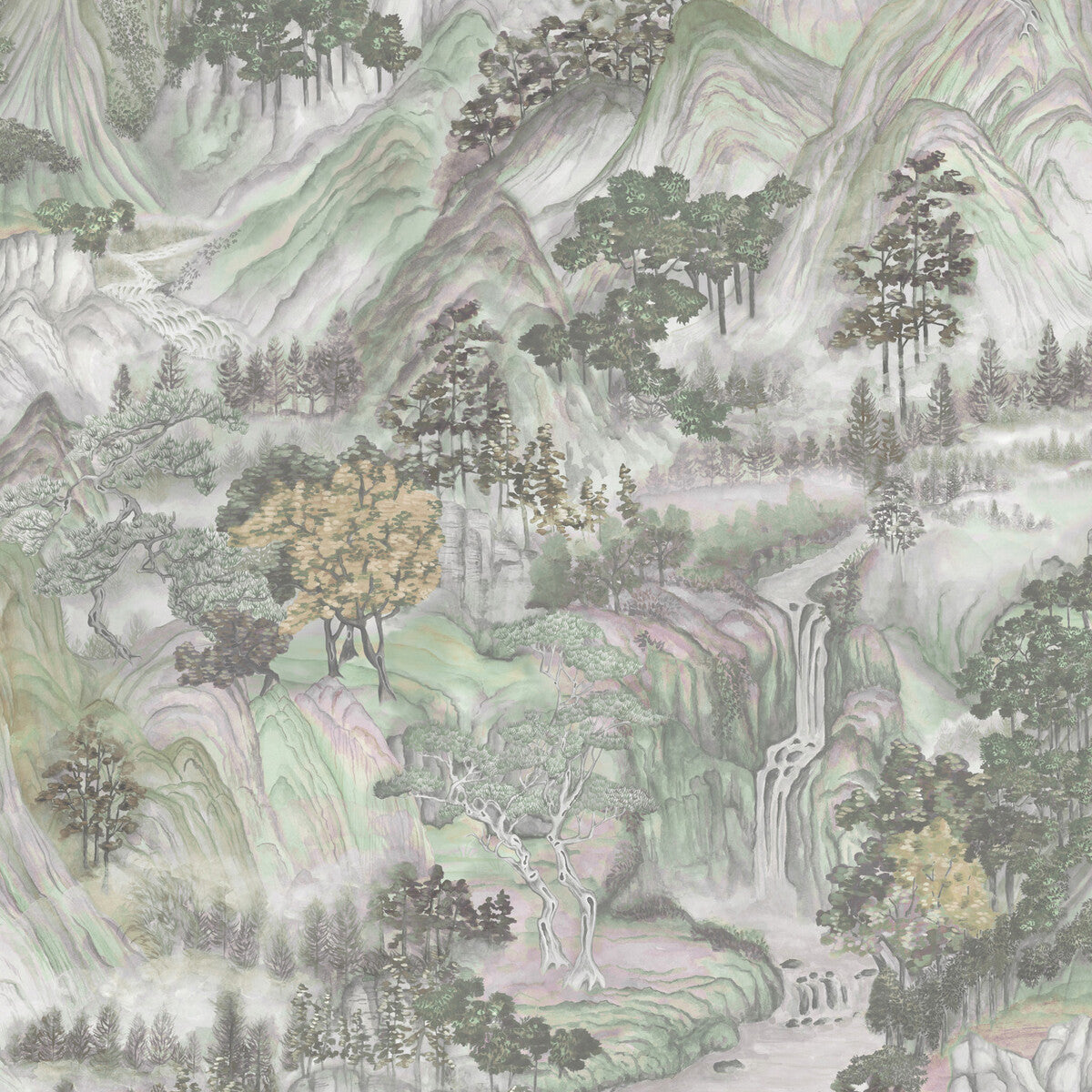 Mountainscape Wallpaper in iridescent color - pattern number 126/11043.CS.0 - by Cole and Son in the Shinrin Yoku collection